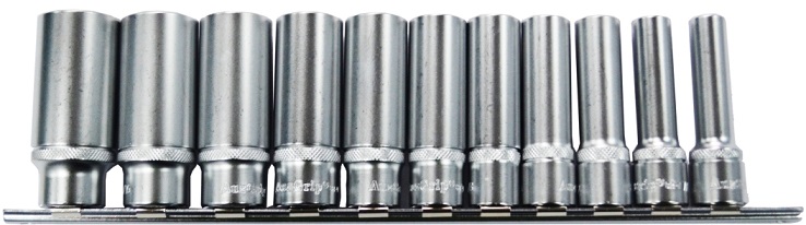 AUZGRIP - 11 PC 1/2'' SQ. DR. 12PT DEEP SOCKET SET SAE